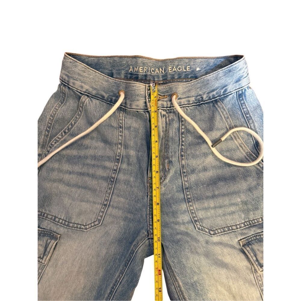American Eagle Chambray Cargo‎ Jean Joggers Grunge 90s Pants Punk Sz 0 Acid wash - Picture 5 of 10